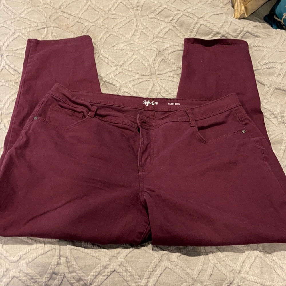 Burgundy jeans